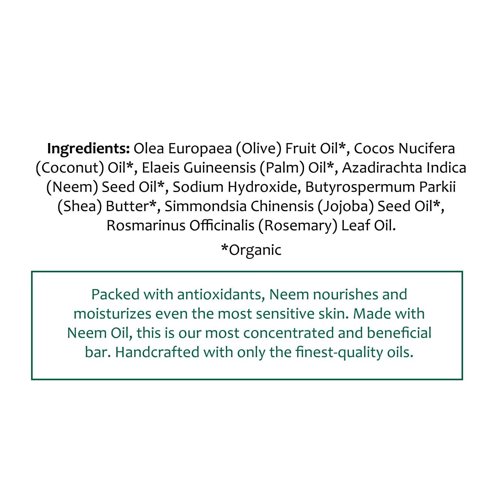 Thera Neem barra-jabón aceites orgánicos: fórmula nutritiva para piel sensible.