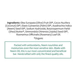 Thera Neem barra-jabón aceites orgánicos: fórmula nutritiva para piel sensible.