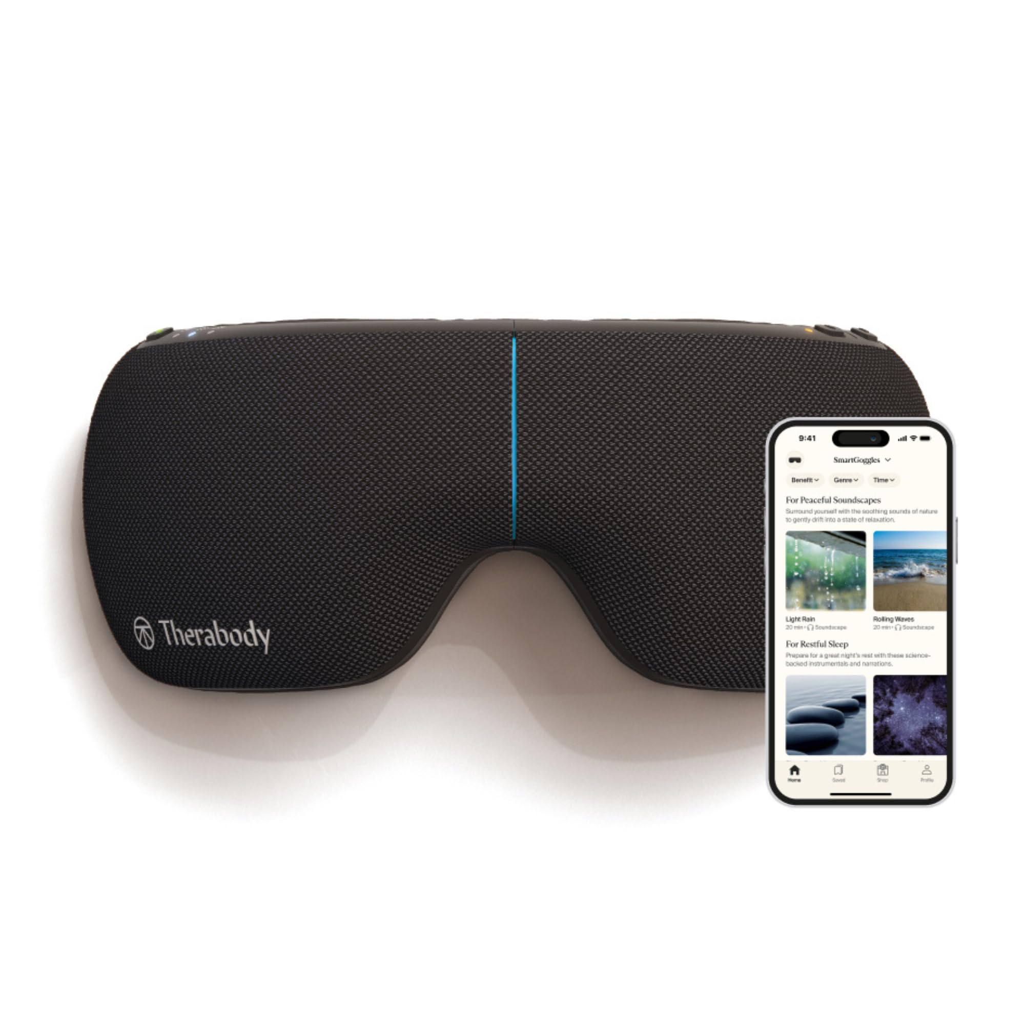 Therabody SmartGoggles proporcionan oscuridad total para dormir mejor y descansar.