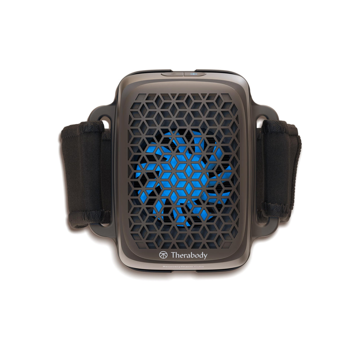 TheraGun RecoveryTherm Cube en modo frío para alivio de inflamación.