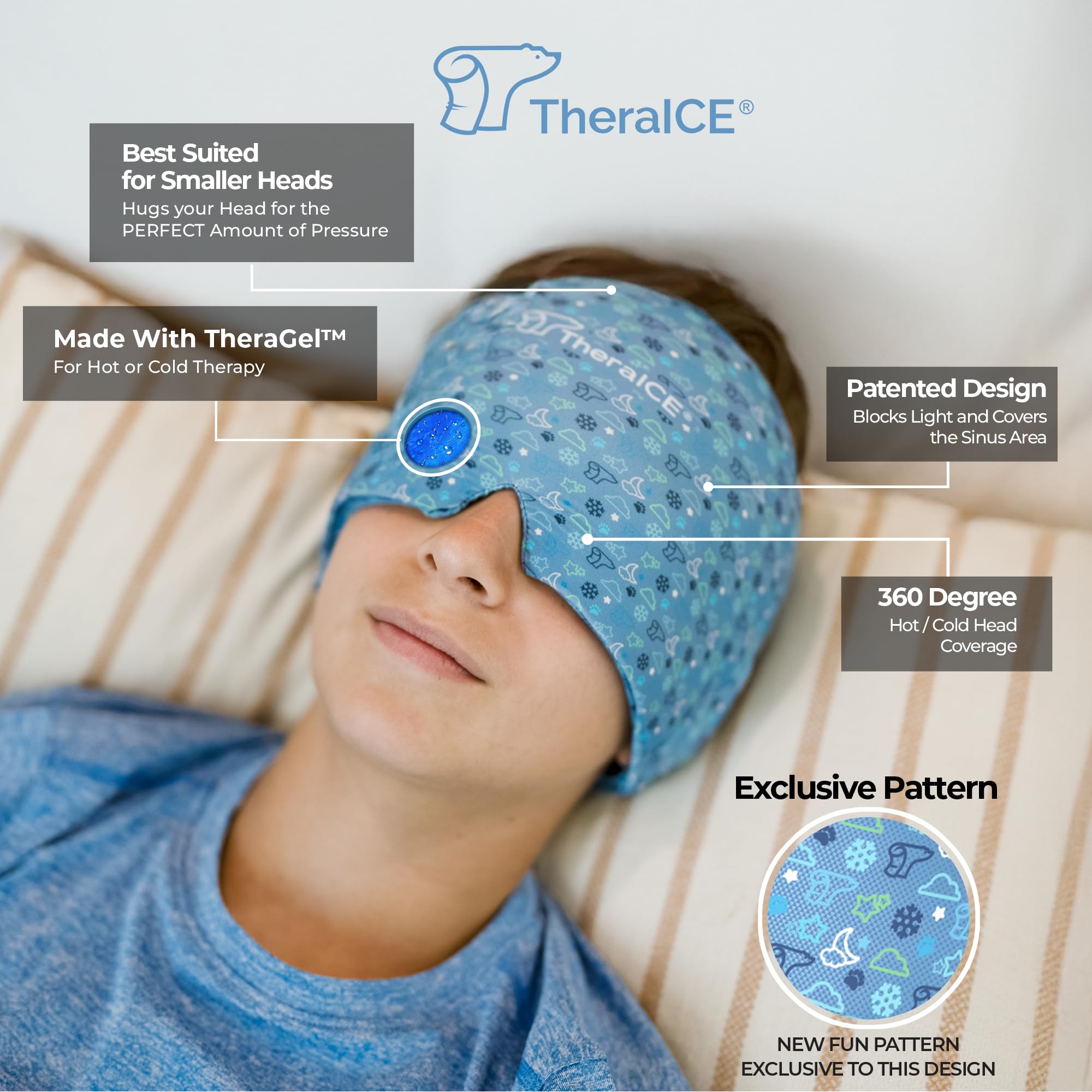 TheraICE Cap Junior, vista trasera, sujeción suave para mayor confort