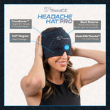 TheraICE cap migraña, confort suave alrededor de ojos para relajación.