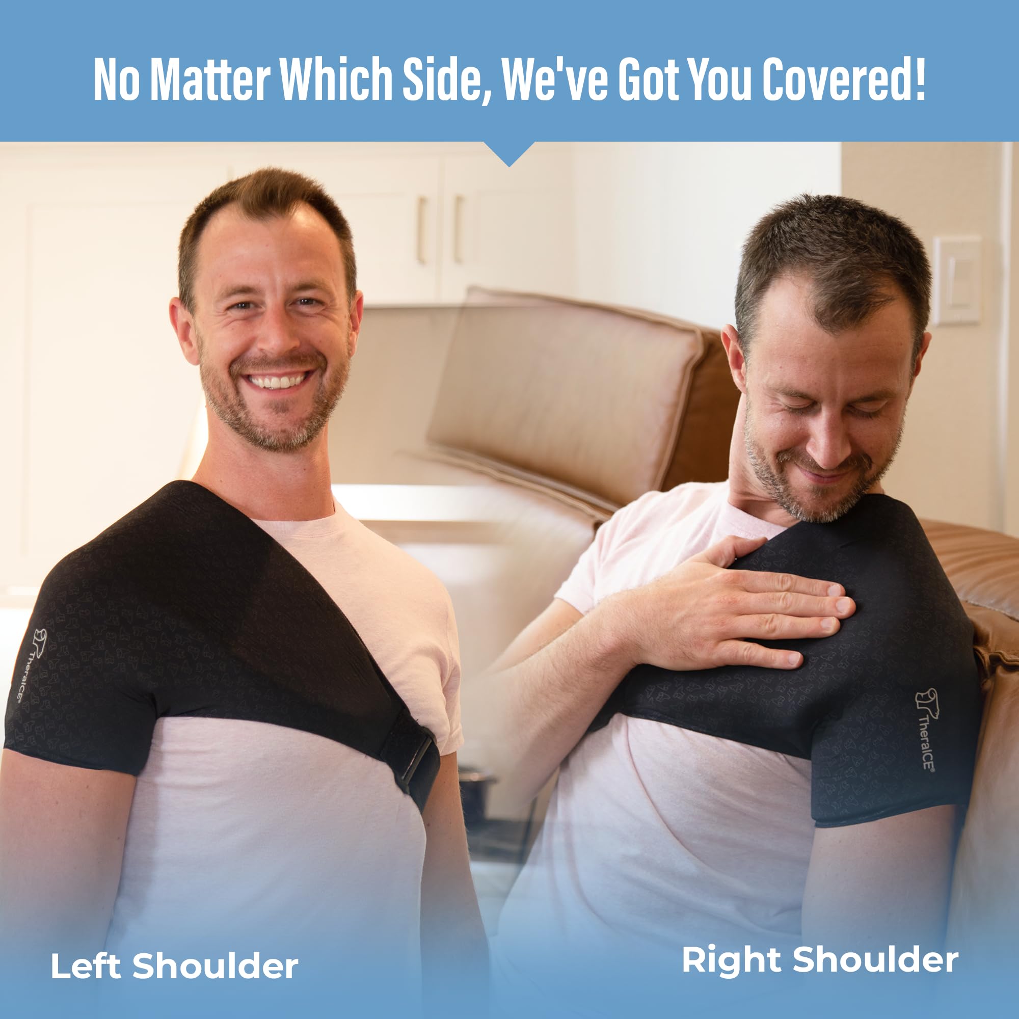 TheraICE PRO: diseño reversible para hombro izquierdo o derecho.