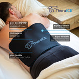 TheraICE PROpack uso en hombro, proporciona frío localizado para molestias.