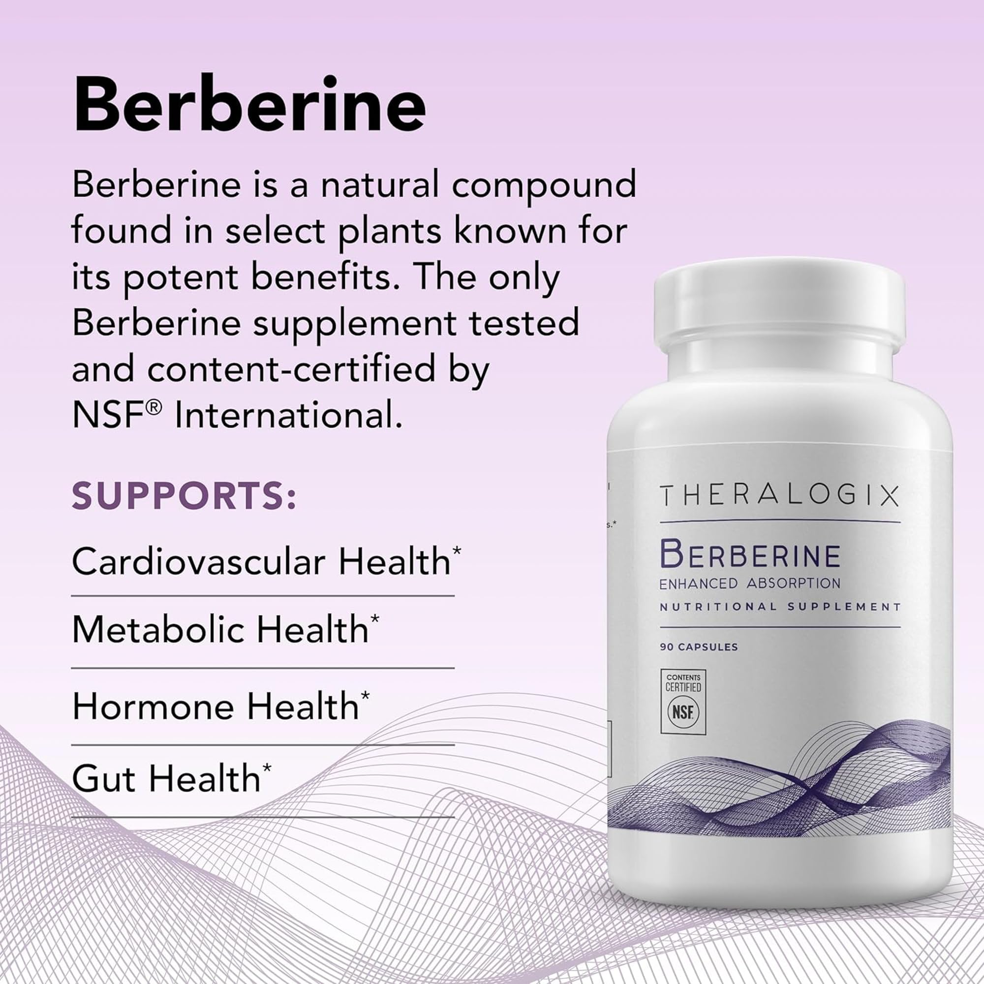 Theralogix Berberina: etiqueta informativa destacando biodisponibilidad y pureza