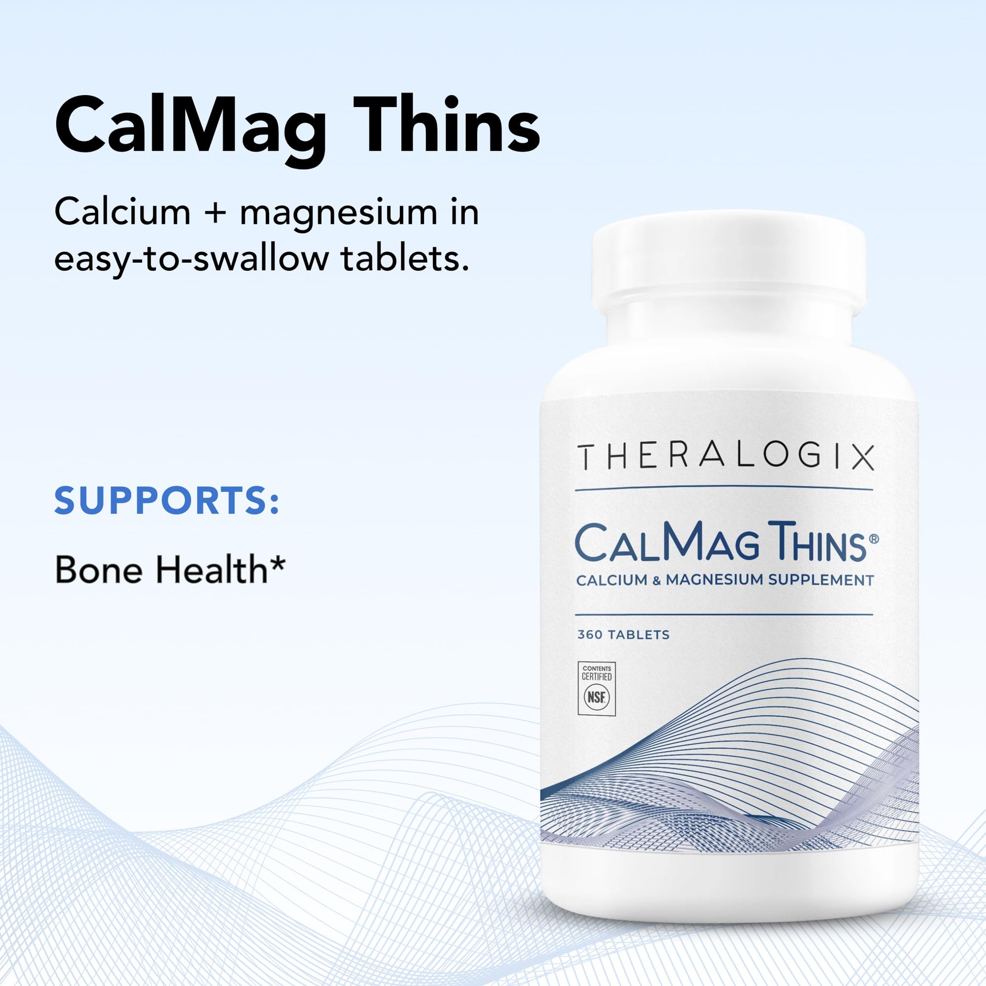 Envase compacto de CalMag Thins ideal para viaje y uso diario.