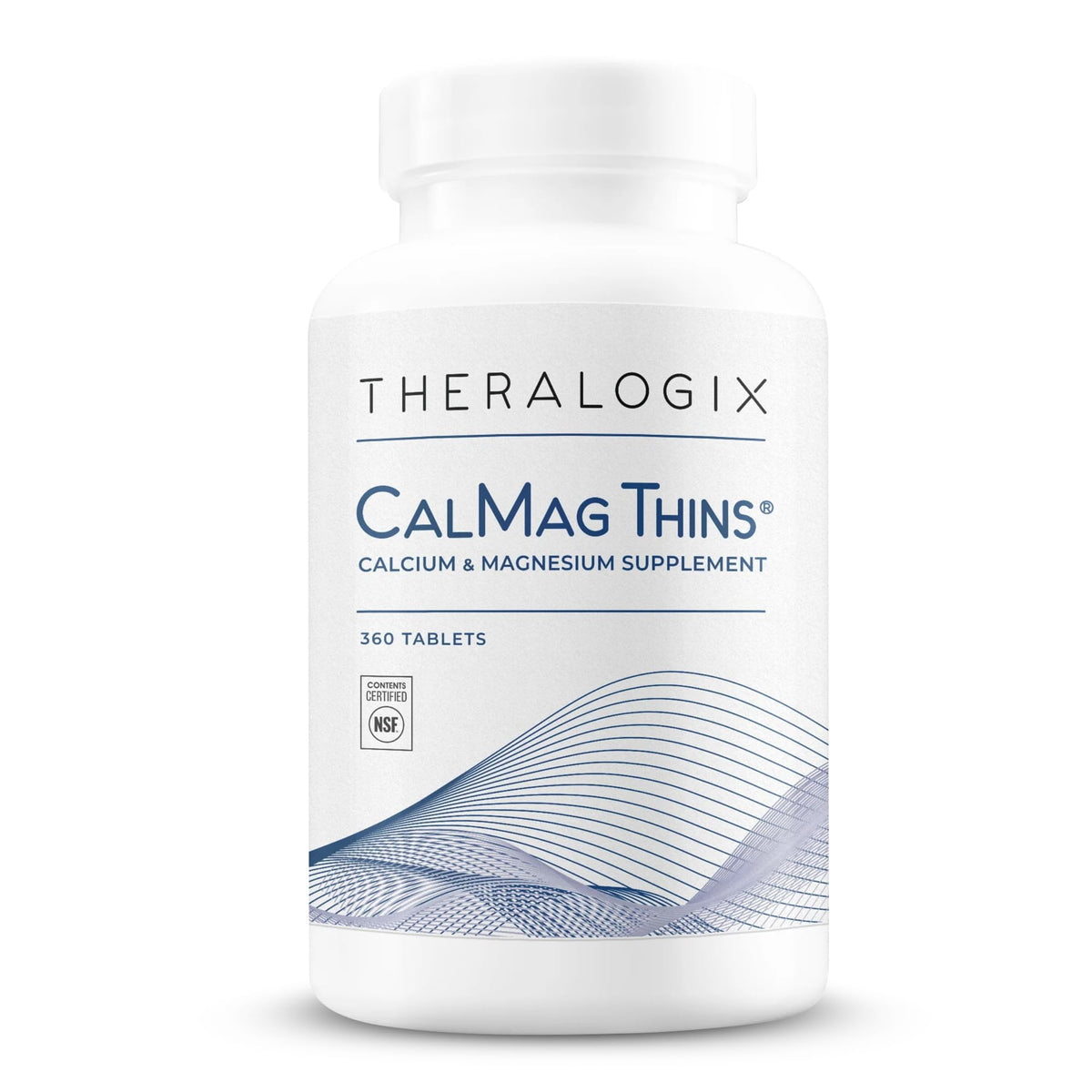 Theralogix CalMag Thins: tabletas delgadas fáciles de tragar en botella.