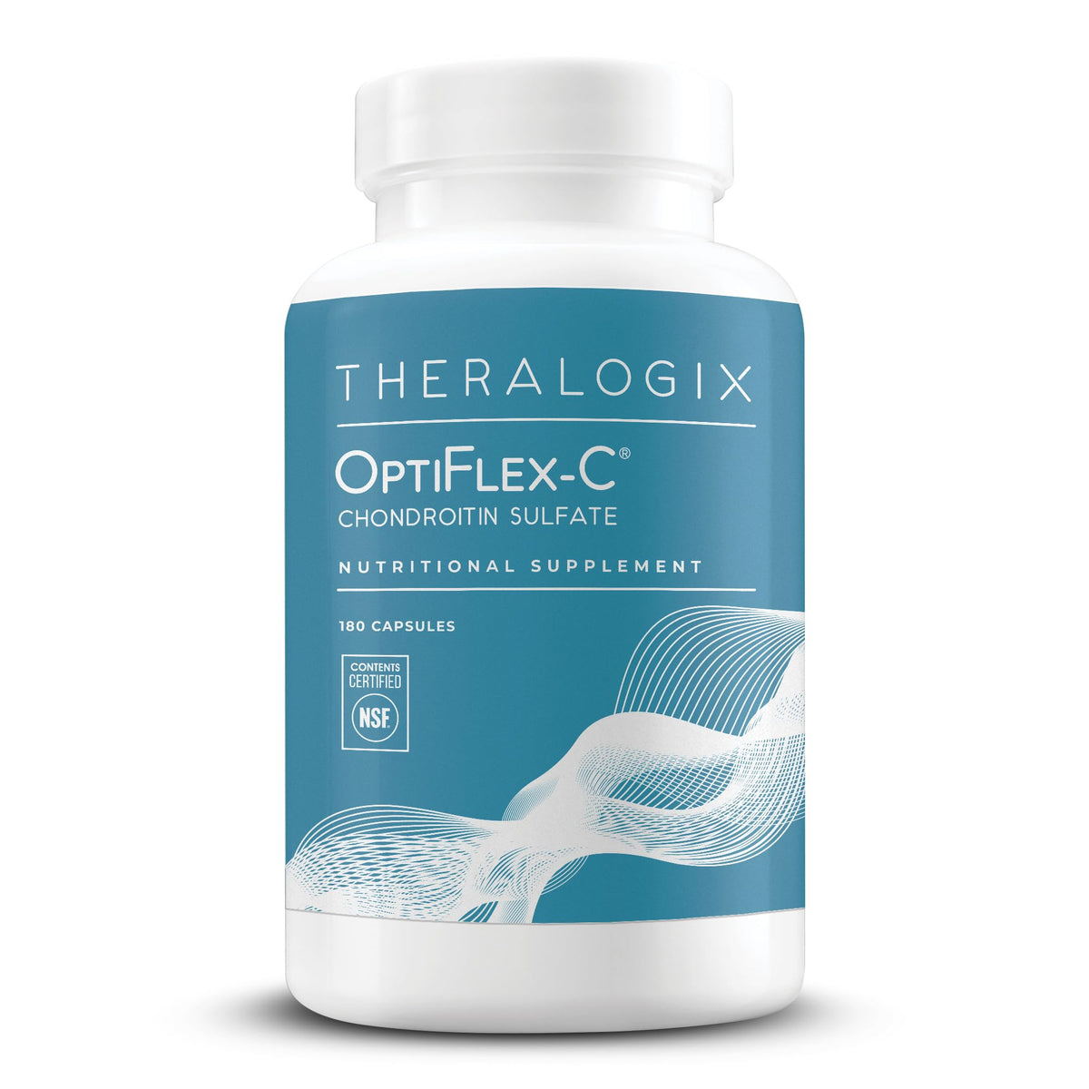 Theralogix OptiFlex-C: botella de cápsulas para apoyar la movilidad articular diaria.