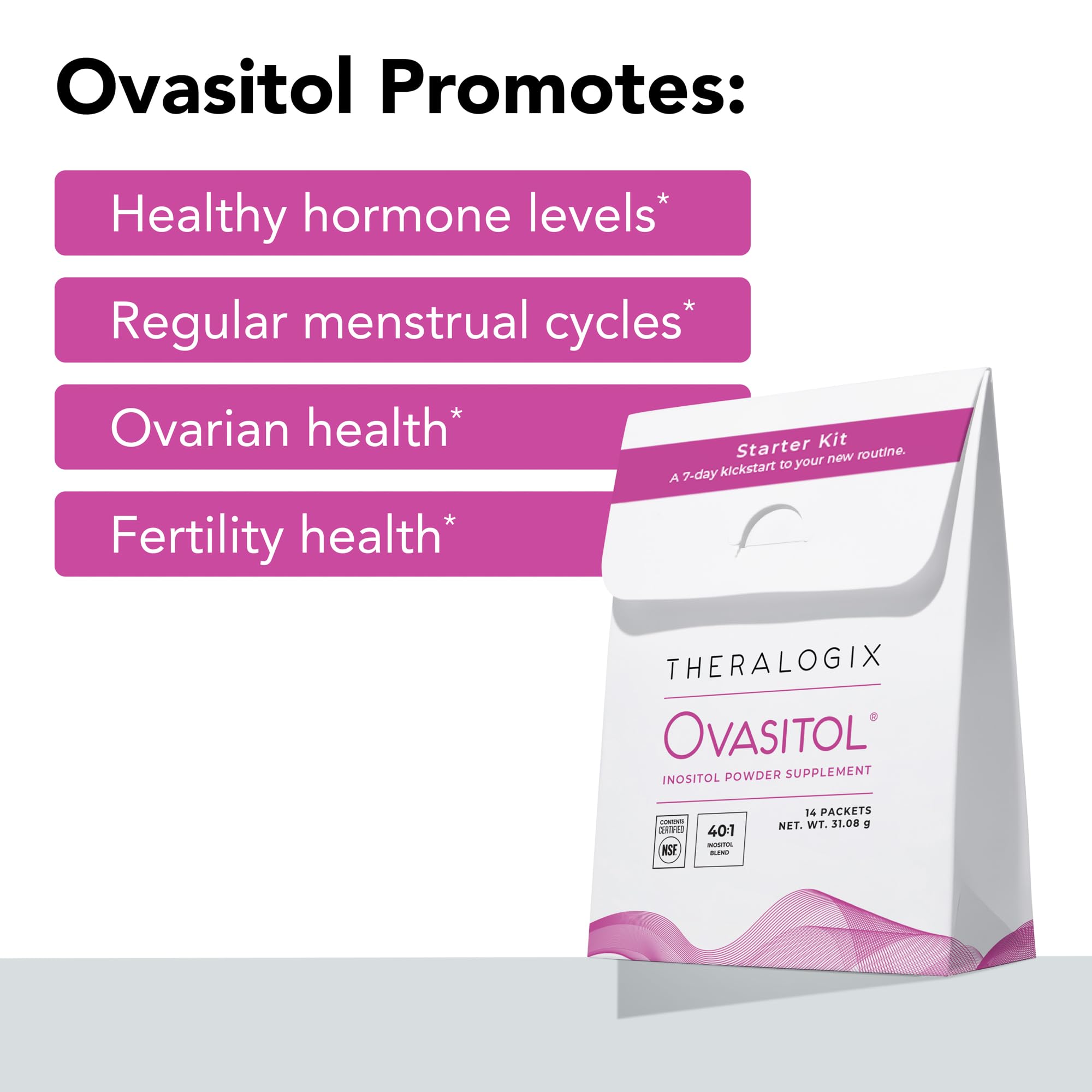 Mezcla rápida de Theralogix Ovasitol en agua para consumo diario.
