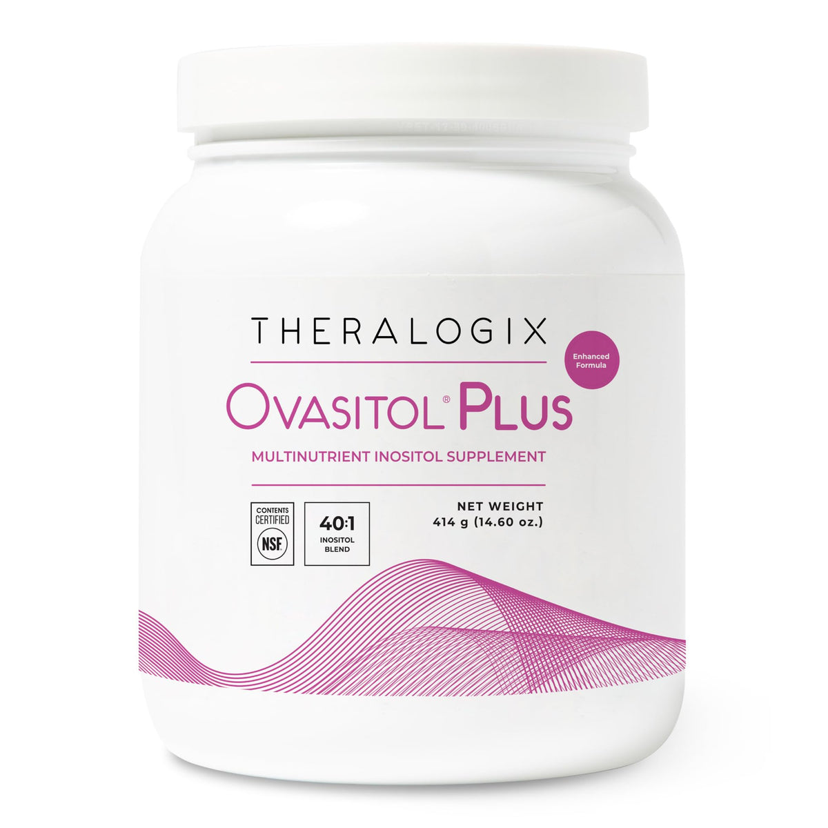Theralogix Ovasitol Plus frasco: apoya el equilibrio metabólico con su fórmula de inositol.