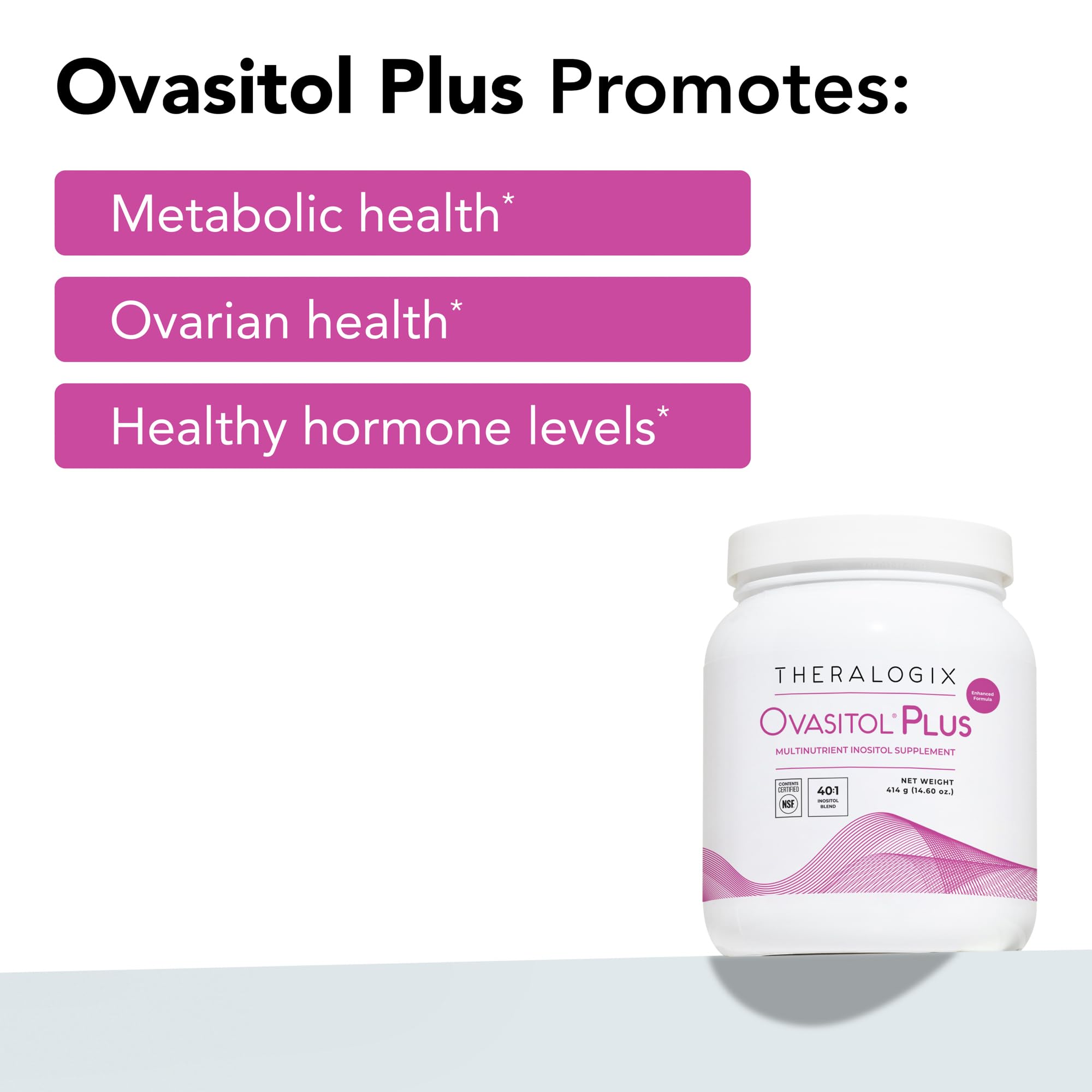 Vitamina D en Theralogix Ovasitol Plus para el bienestar general.