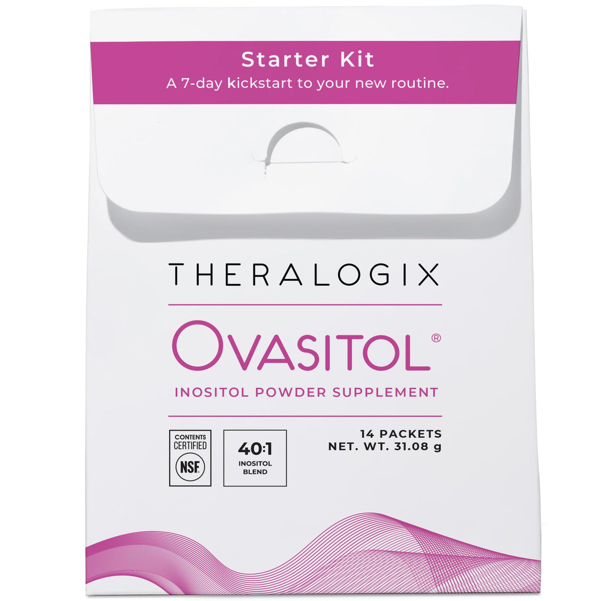 Theralogix Ovasitol polvo en frasco para dosificación diaria.