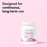 Unflavored Ovasitol powder ready to measure with scoop
