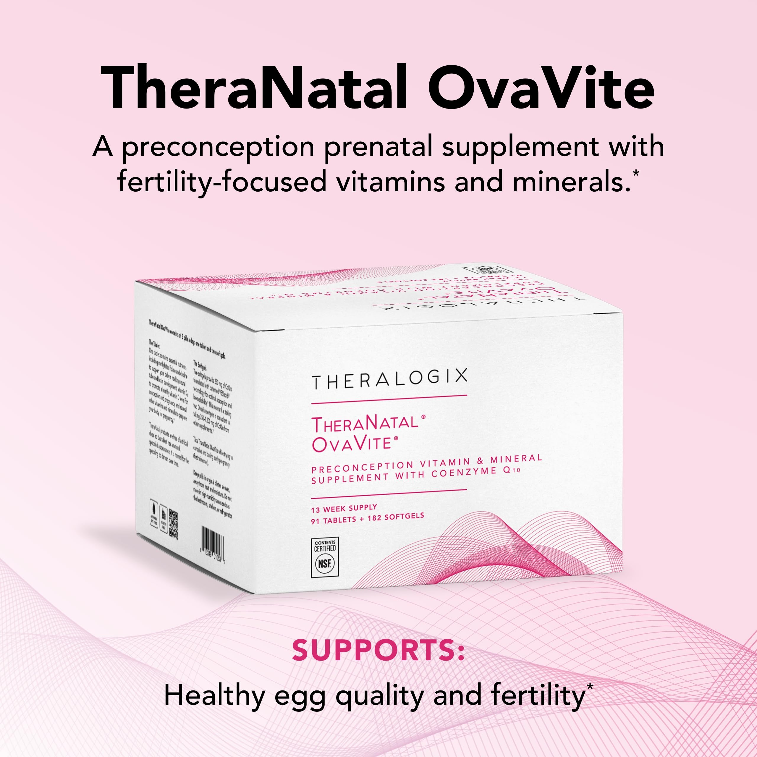 Theralogix OvaVite multivitamínico para la preconcepción con vitaminas esenciales.