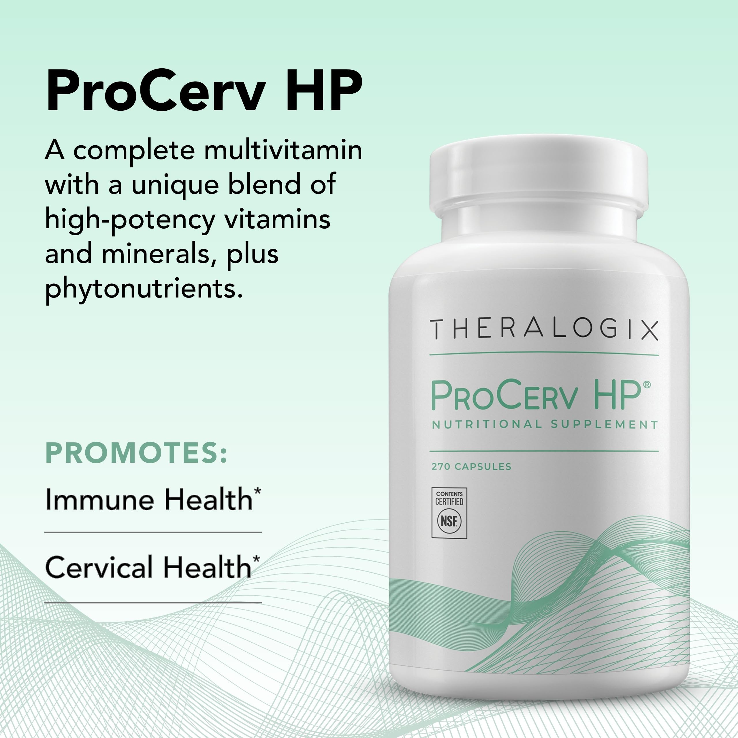 Theralogix ProCerv HP, certificado NSF: pureza y seguridad en cada cápsula.