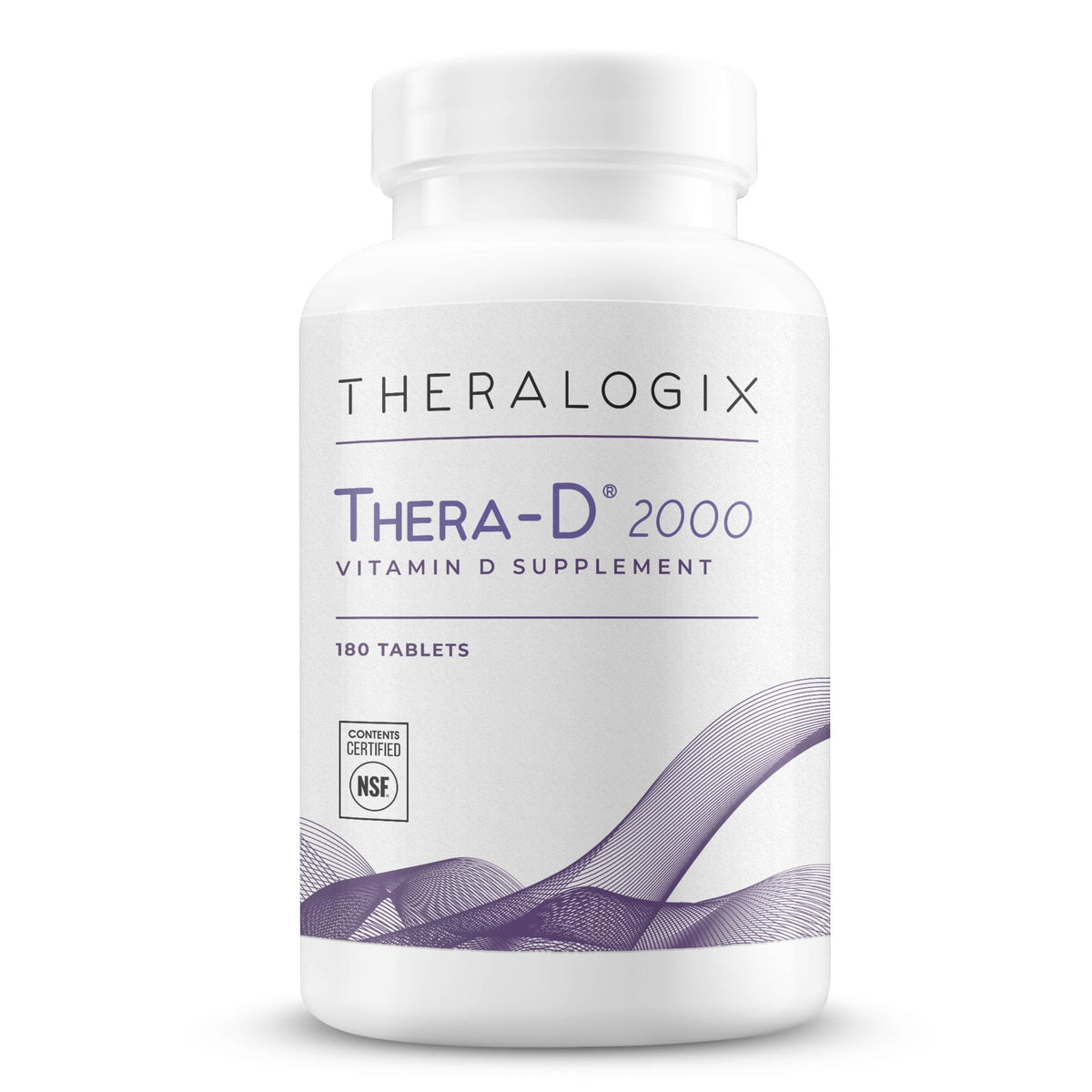 Theralogix Thera-D 2000: tabletas en frasco para soporte de huesos y corazón.
