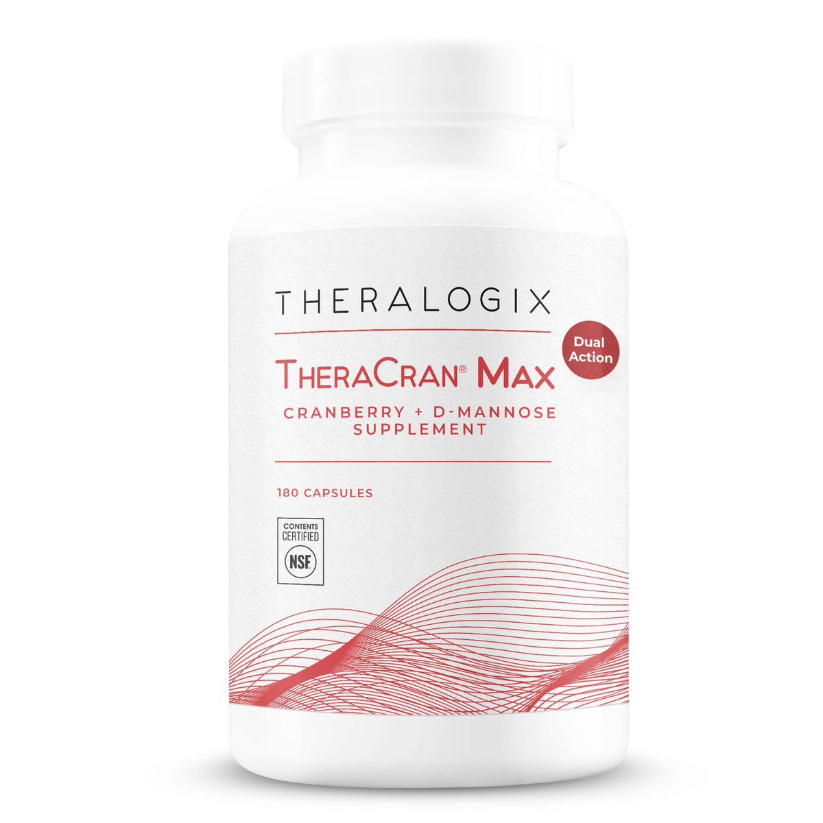 Theralogix TheraCran Max: botella de cápsulas para apoyar la salud urinaria diaria.