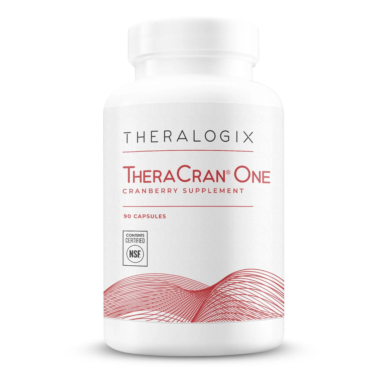 Theralogix TheraCran One: cápsulas de arándano en frasco para apoyar la salud urinaria.