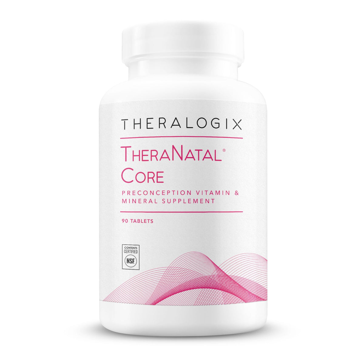 Theralogix TheraNatal Core, botella con cápsulas, apoyo a la salud preconcepcional.