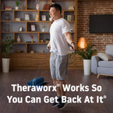 Aplicación nocturna de Theraworx para pies cansados.