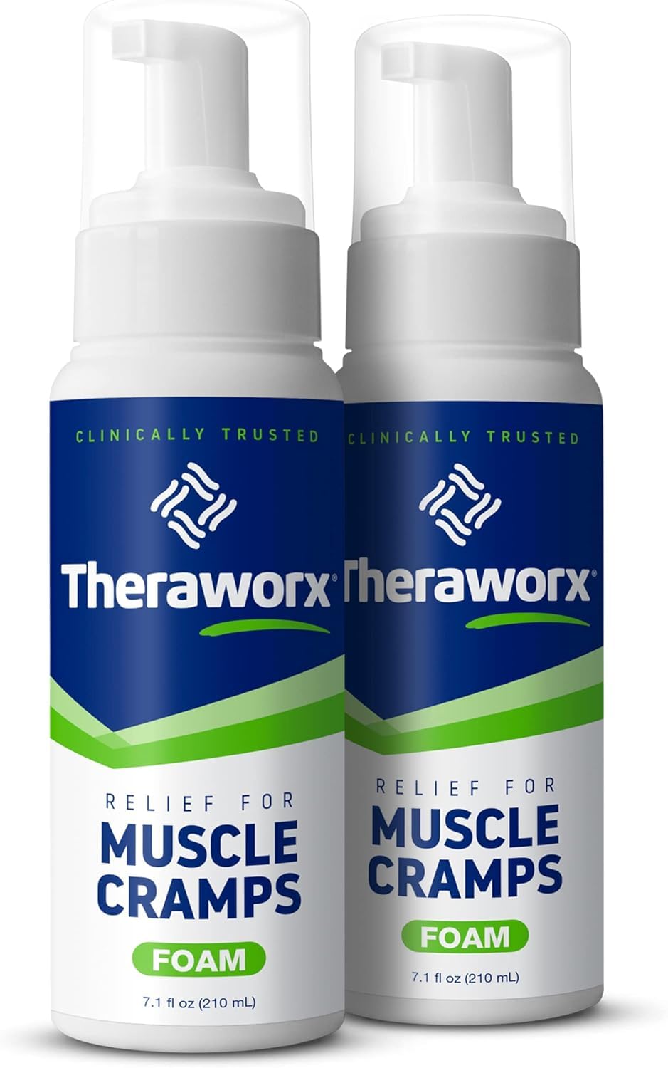 Theraworx Relief espuma para calambres musculares con alivio rápido.