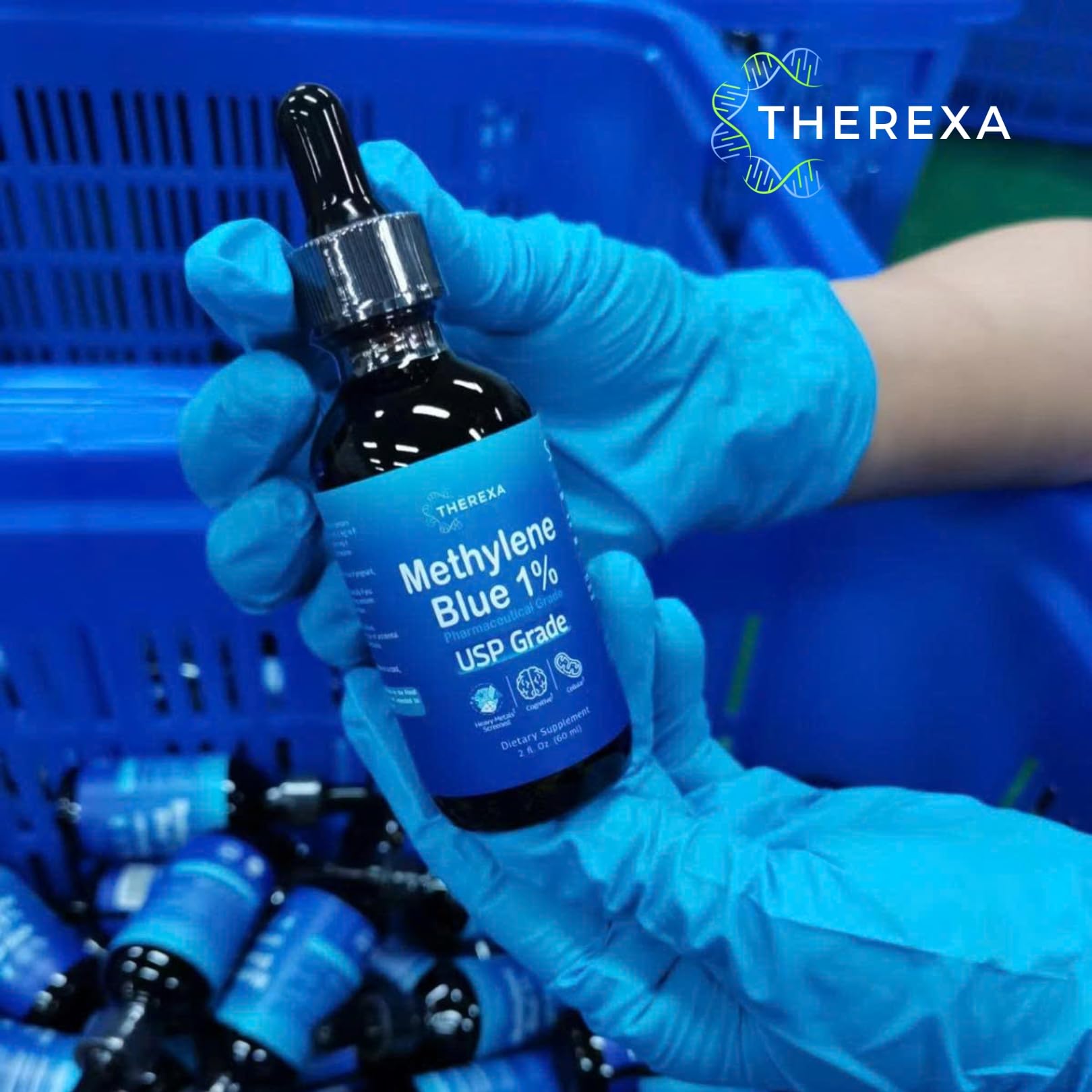 THEREXA Azul de Metileno, empaque con sello para seguridad y trazabilidad de lote.