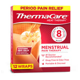 ThermaCare banda adhesiva caliente menstrual en uso diario, alivio localizado.