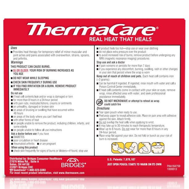 ThermaCare envoltura de calor para cuello y hombro, uso discreto.