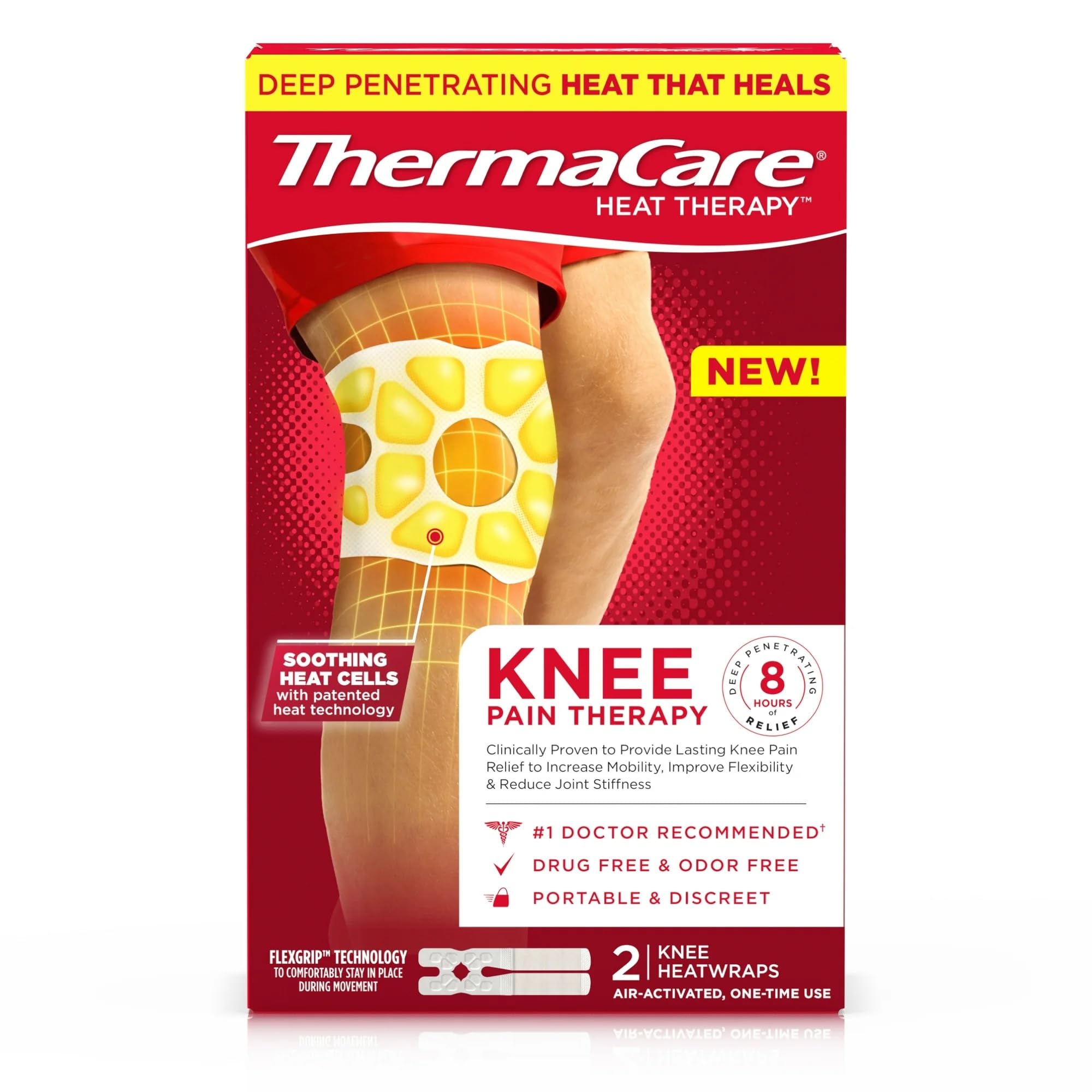 ThermaCare Rodilleras de Calor muestran calor focalizado para dolor de rodilla