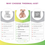 Thermal-Aid Zoo Mini Bella: oso rosa, detalle de costuras, relleno suave para confort.