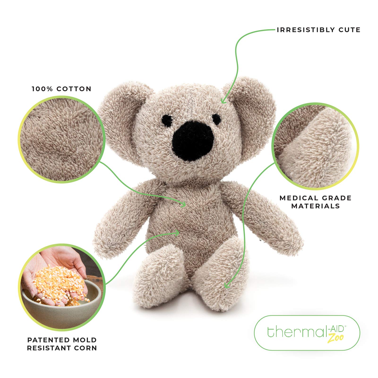 Thermal-Aid Zoo Mini Ollie Koala es lavable y fácil de limpiar