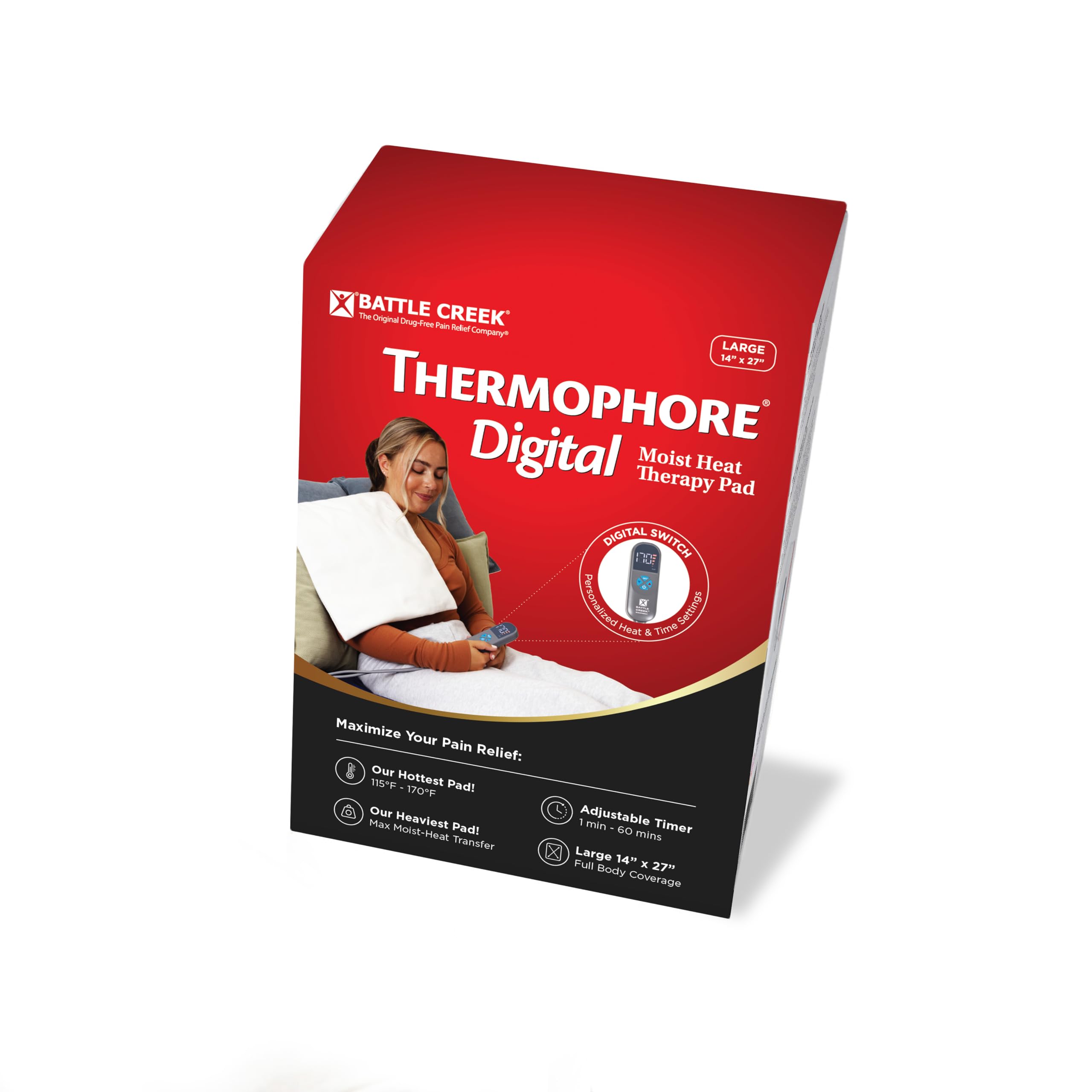 Thermophore almohadilla con control digital para calor húmedo preciso.