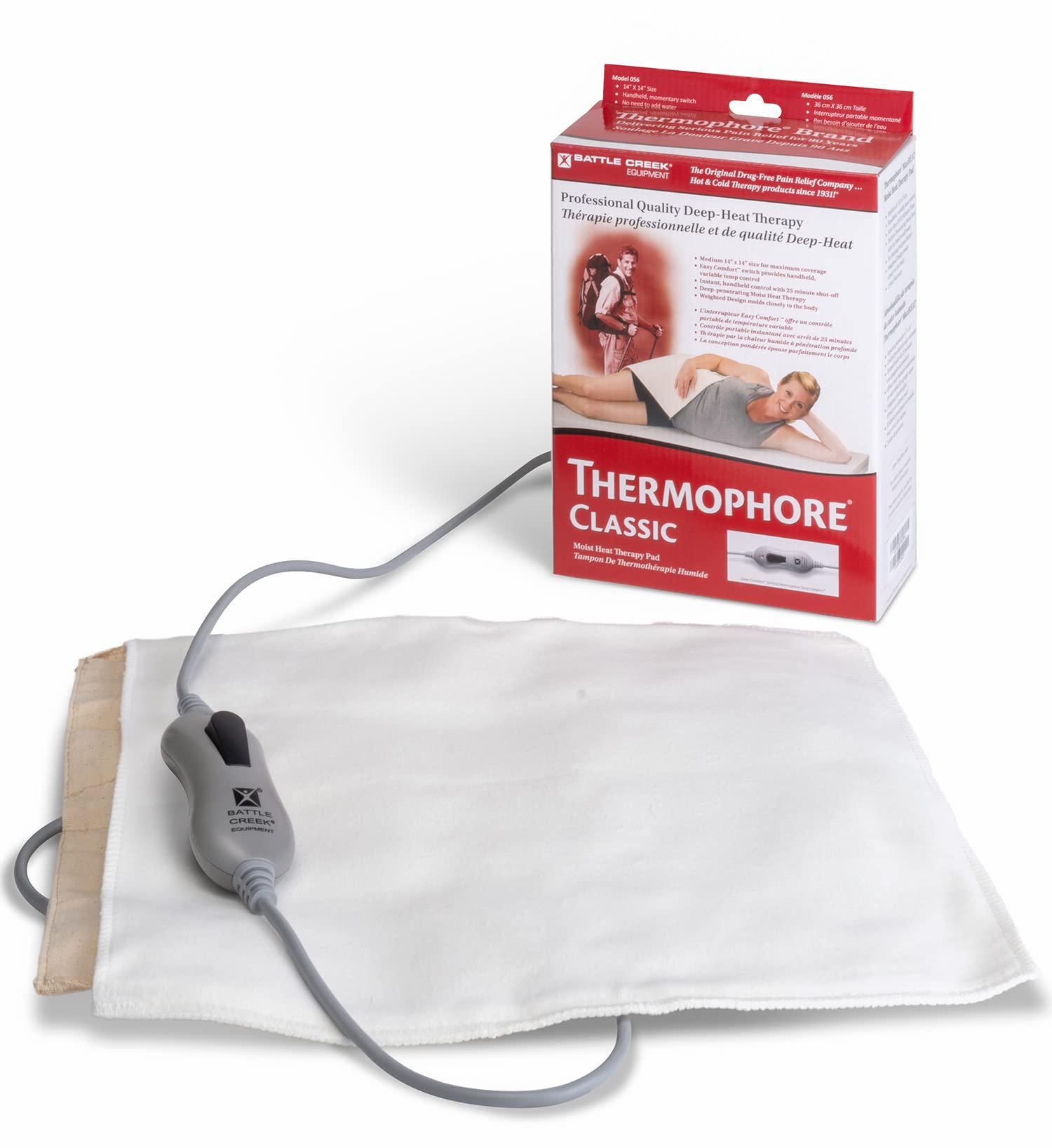 Thermophore Clasico: compresa calor humedo sobre espalda para aliviar rigidez
