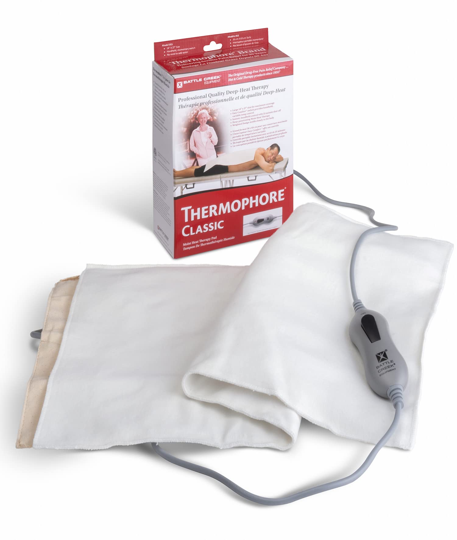 Thermophore Classic 055, almohadilla de calor 14x27 beige, contacto profundo para áreas grandes.