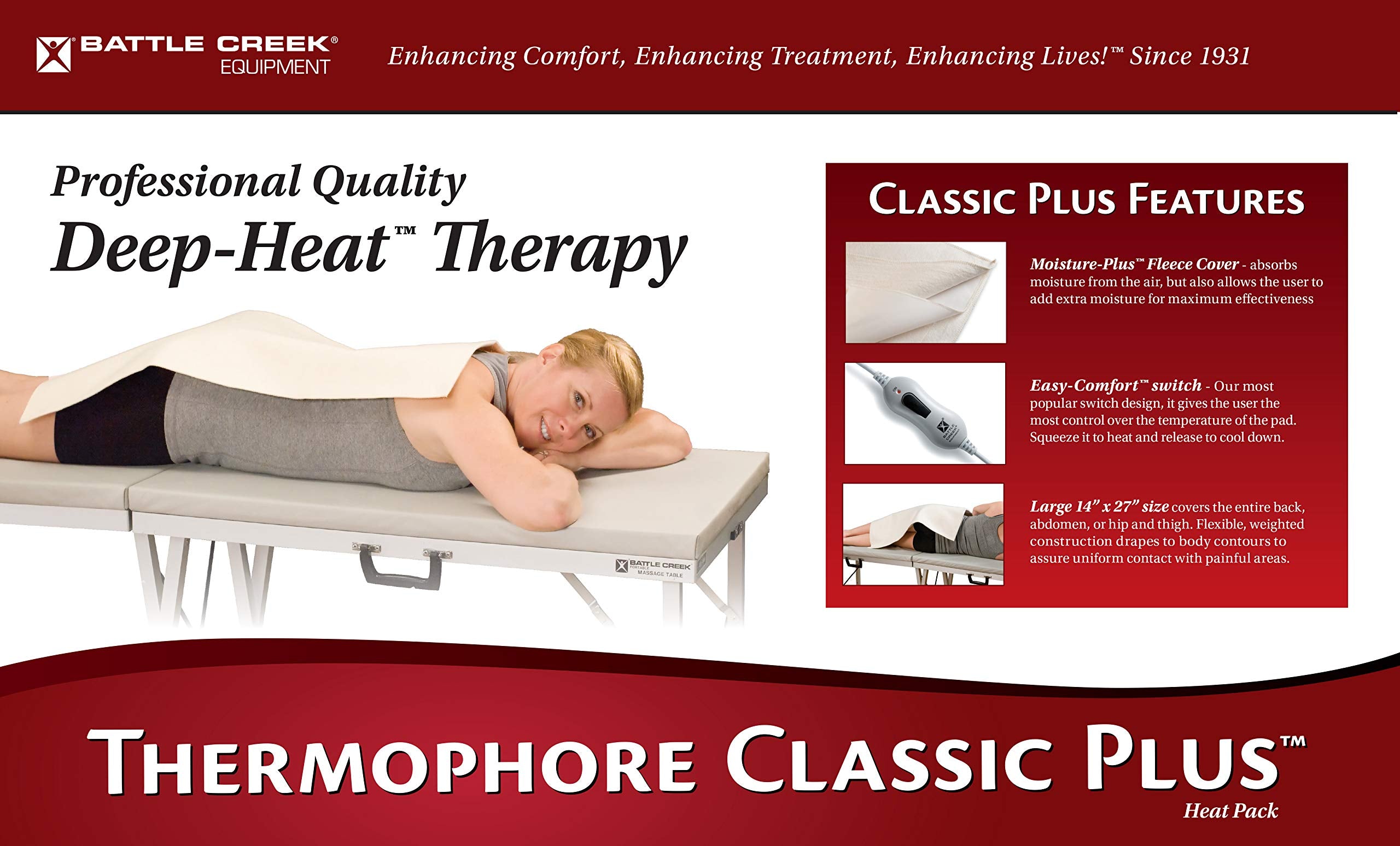 Thermophore Complete Medical Classic Plus Grande, primer plano del producto, calor húmedo para confort en casa