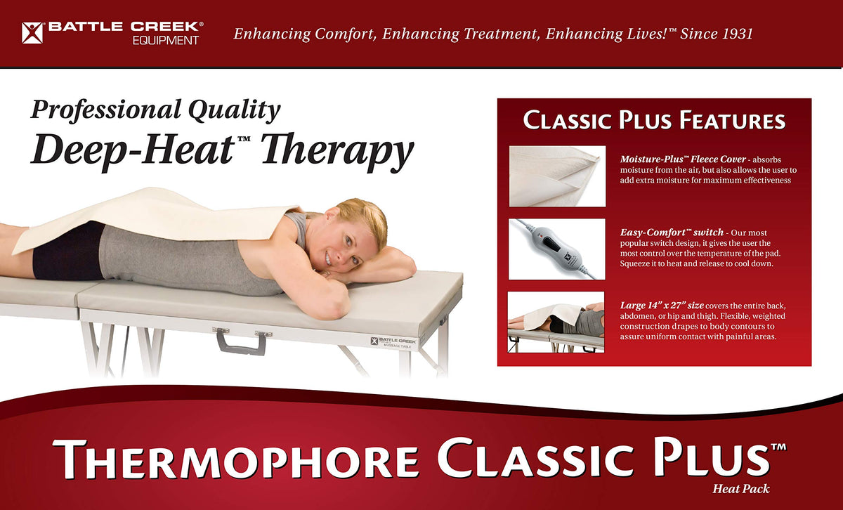 Thermophore Complete Medical Classic Plus Grande, primer plano del producto, calor húmedo para confort en casa