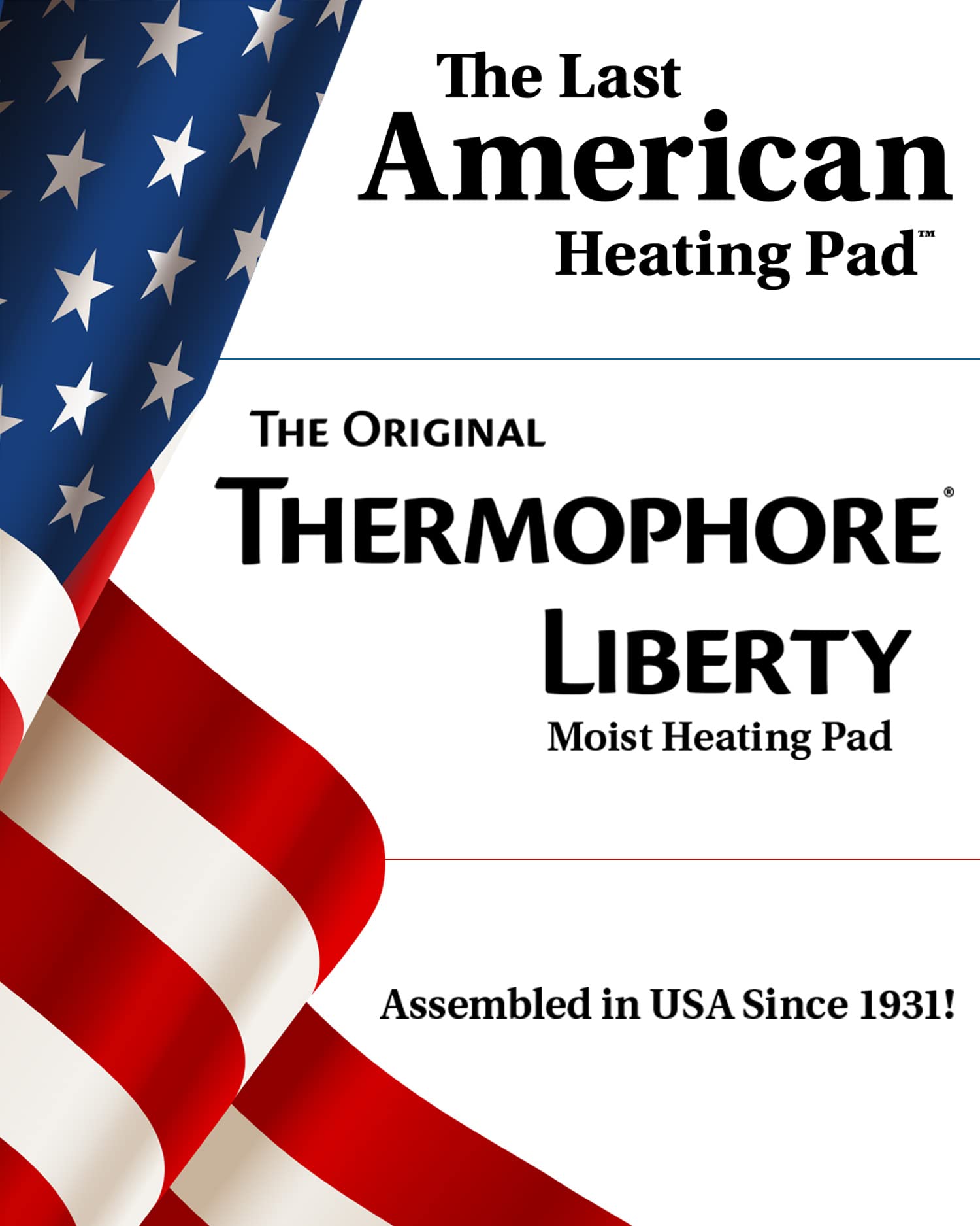 Producto Thermophore Liberty 2 fabricado en EE.UU. y empaque detallado