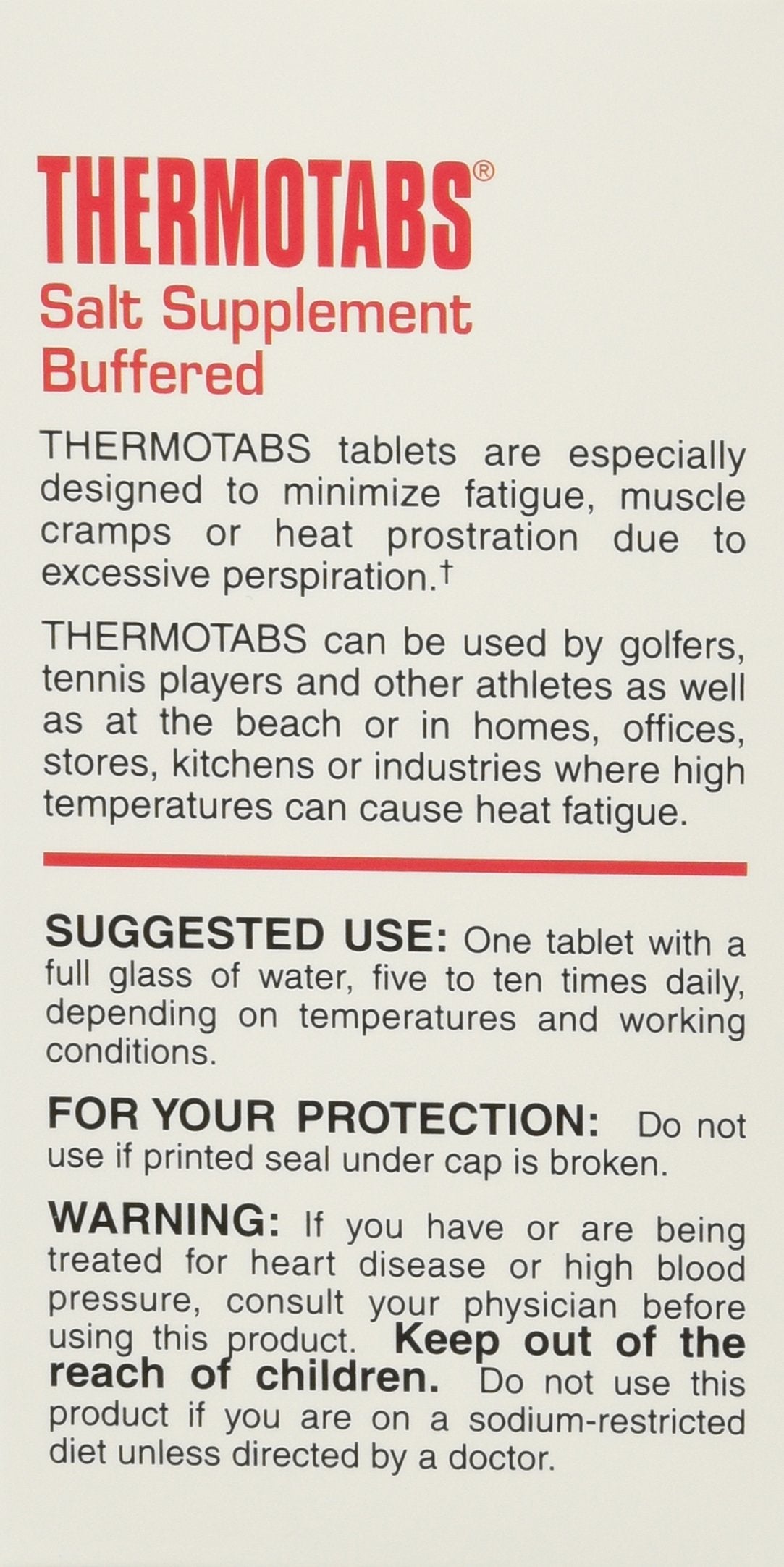 Thermotabs tabletas de sal, etiqueta visible, ayuda a mantener electrolitos durante la actividad