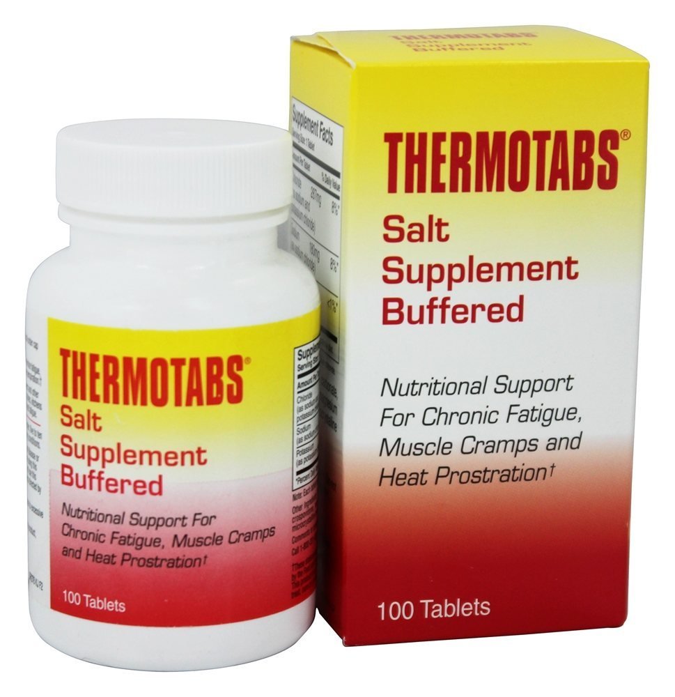 Thermotabs tableta de sal en envase práctico para uso diario y viajes.
