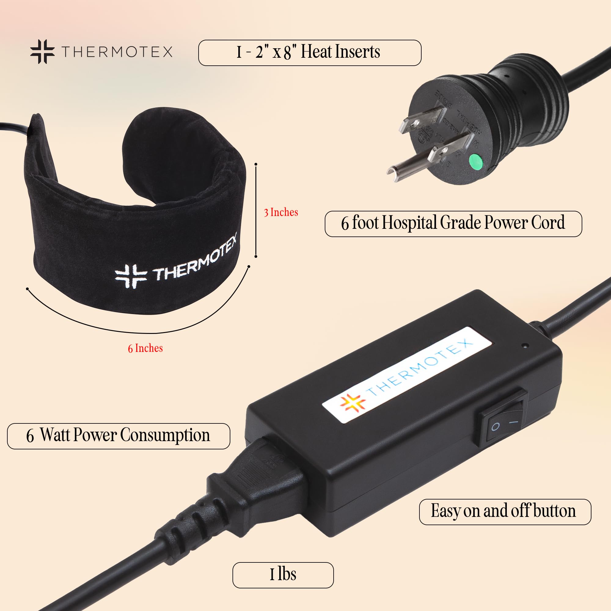 Thermotex cobertura ergonómica para cuello, uso versátil sobre hombros.