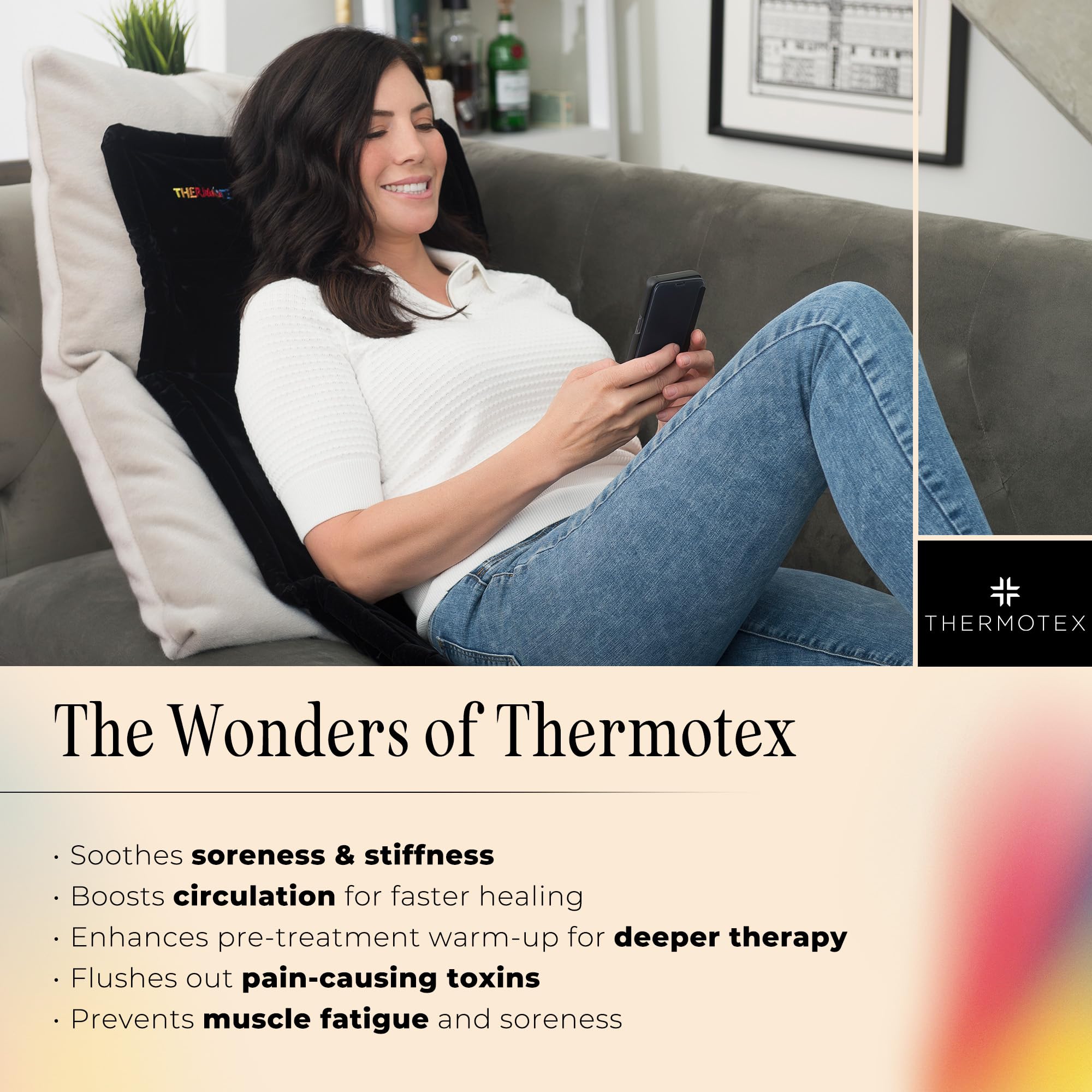 Thermotex Profesional: almohadilla térmica para torso, calentamiento profundo y cómodo.