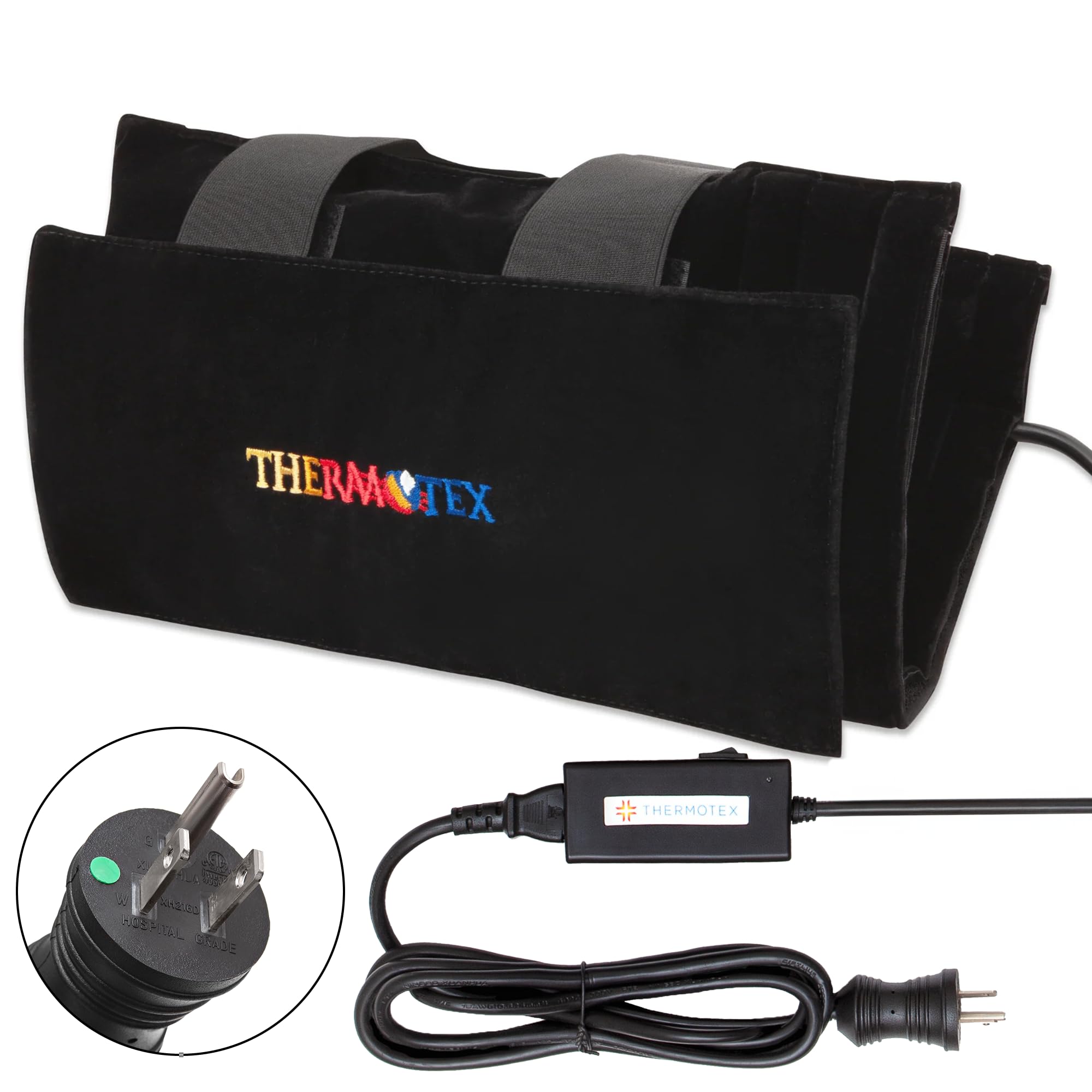 Thermotex rodilla con almohadilla de calor infrarrojo para alivio del dolor y recuperación.