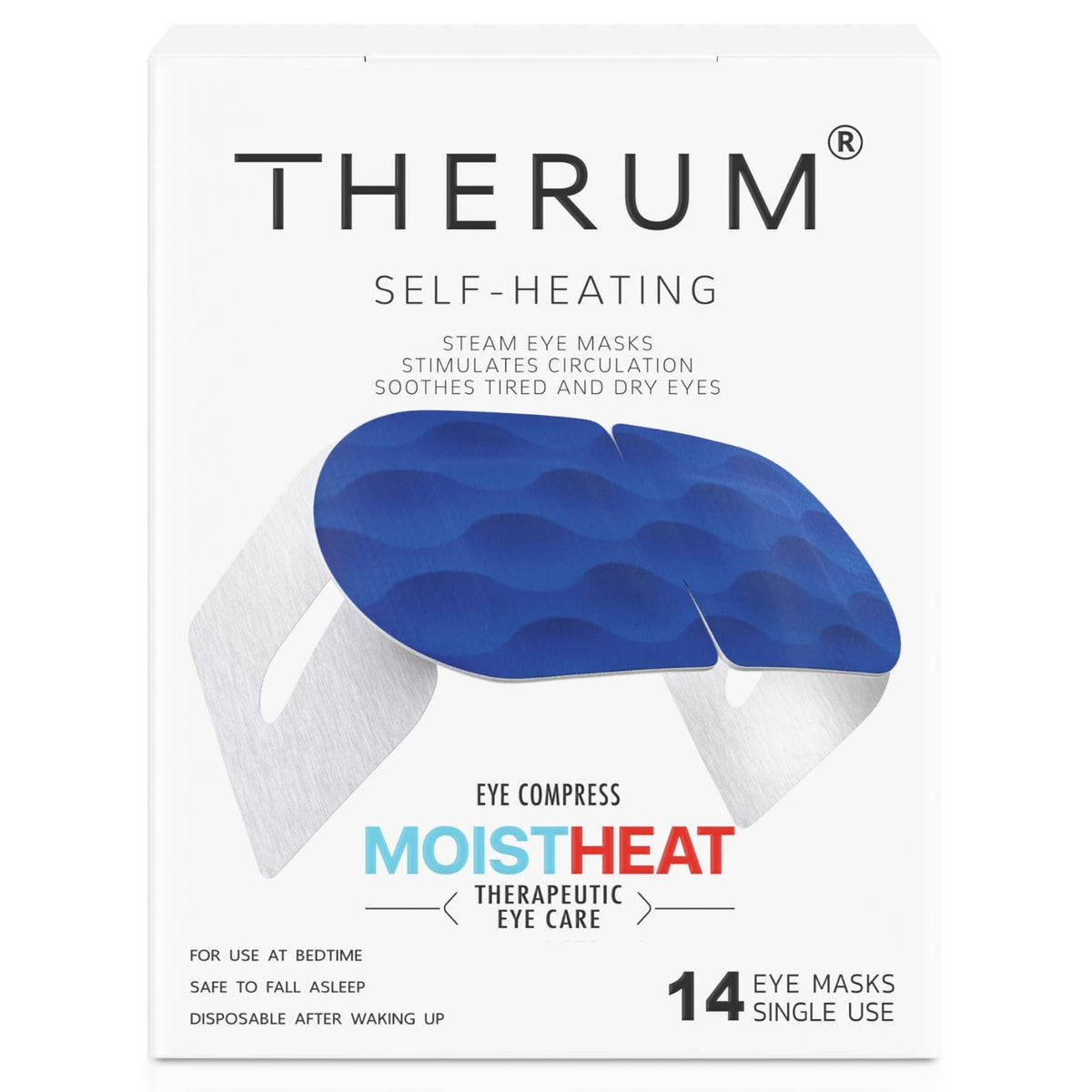 Therum antifaz de ojos con calor suave para dormir mejor.