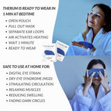 Therum antifaz de ojos en empaque compacto, perfecto para viaje.