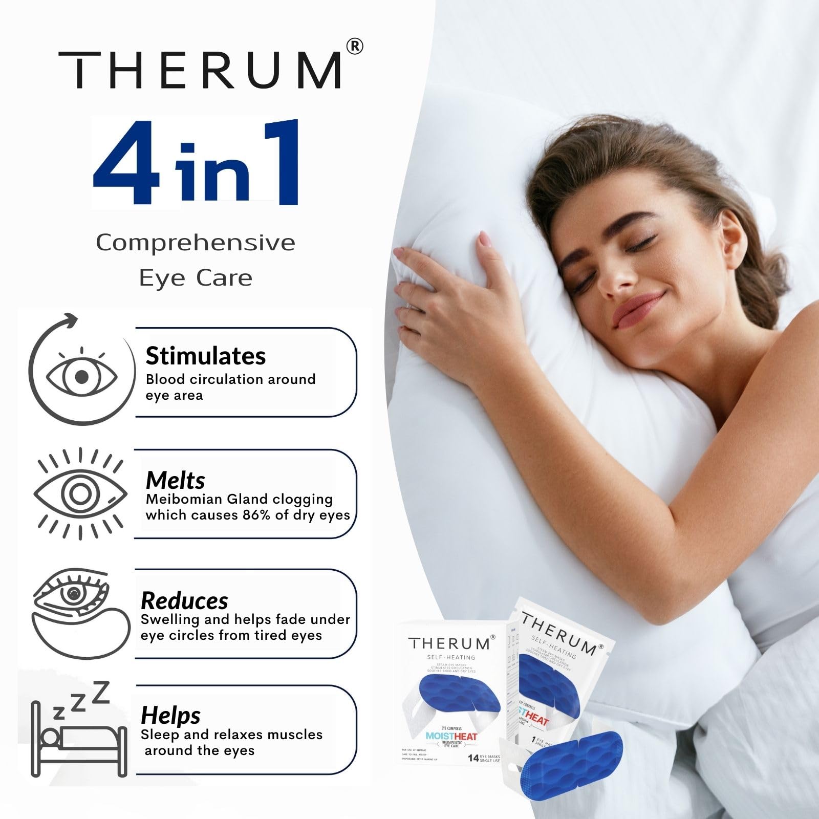 Therum antifaz de ojos ofrece relajación y alivio de fatiga visual.