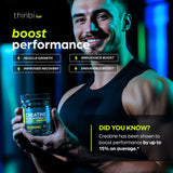 Thinbi Creatine Gummies, persona preparándose para entrenar, pre-entrenamiento conveniente