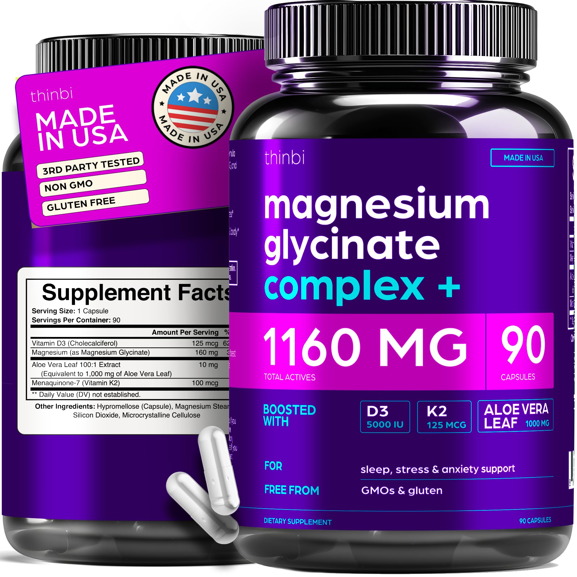 Thinbi magnesio glicinato 1160 mg, cápsula, apoyo a la función muscular