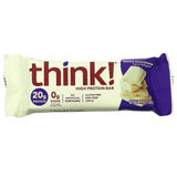 cuatro barras thinkthin chocolate blanco en empaque, lista para snack diario.