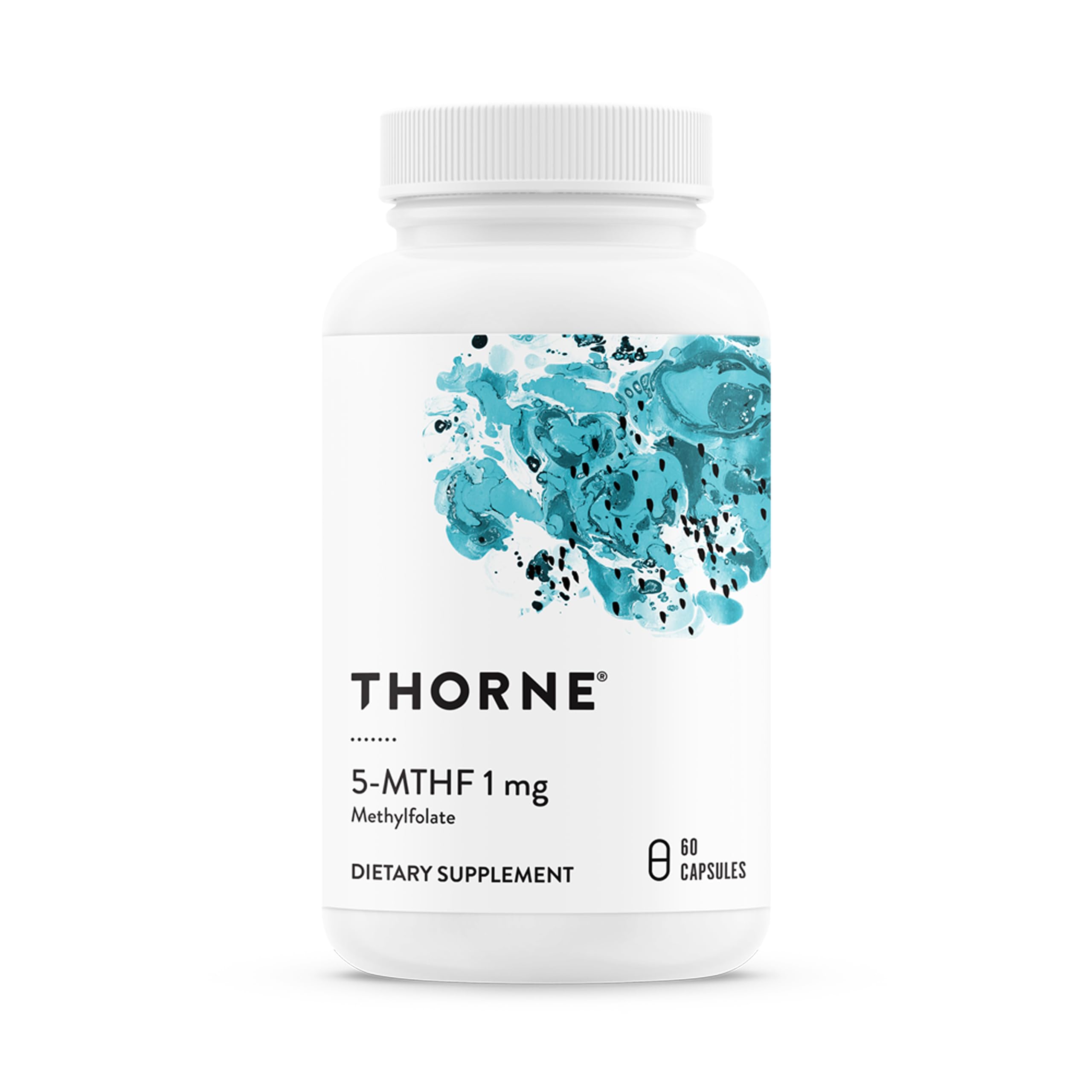 THORNE 5-MTHF: botella frontal muestra folato activo para apoyo general