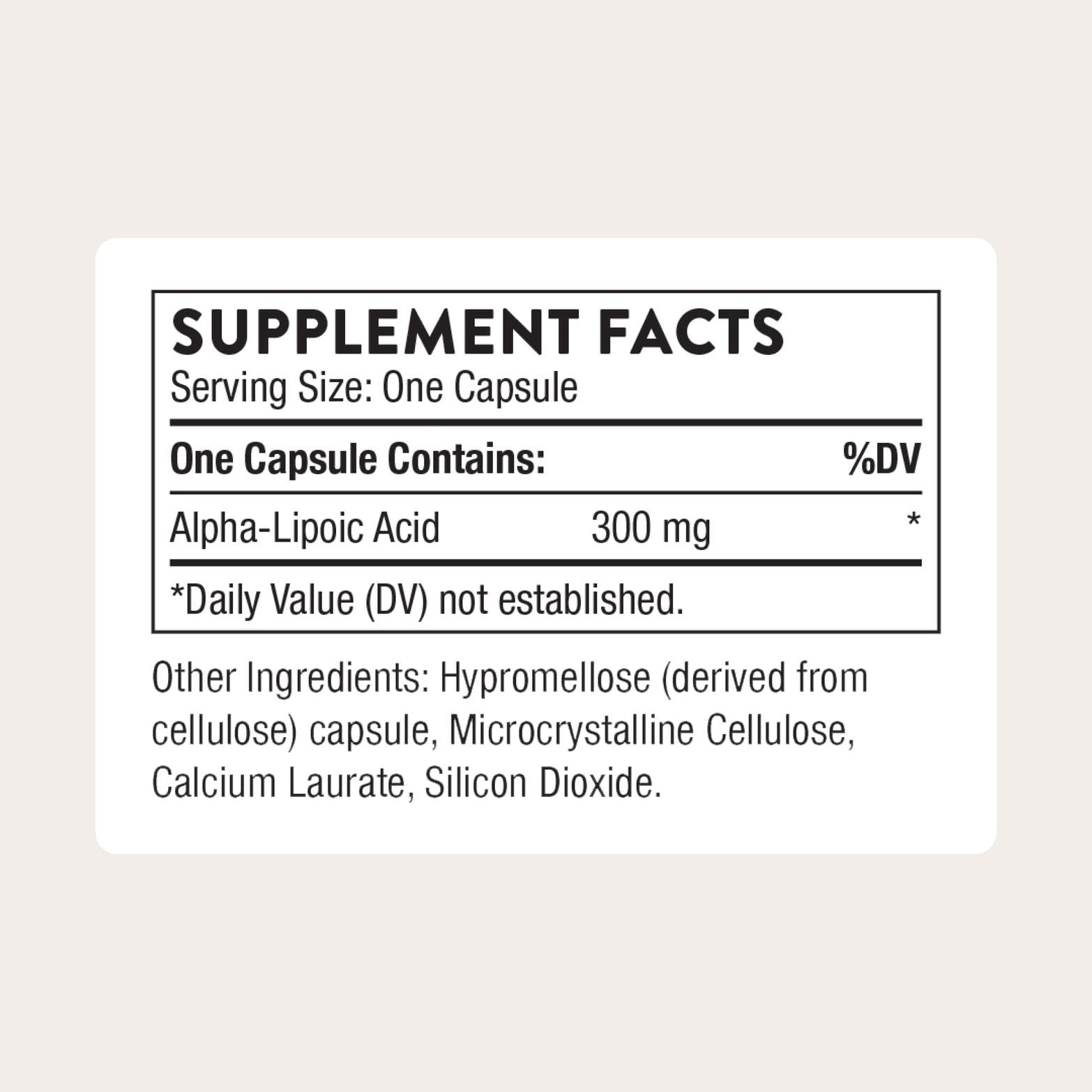 THORNE Ácido alfa-lipoico: cápsulas en botella para apoyo metabólico y detox suave.